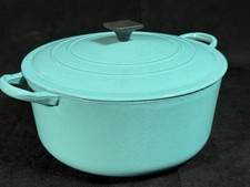 Vintage Le Creuset E 24cm 4.5 Qt Round Dutch Oven Paris Blue Excellent Condition picture