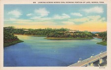 NORRIS LAKE SHOWING PART OF DAM POSTCARD NORRIS TN TENNESSEE 1936 picture