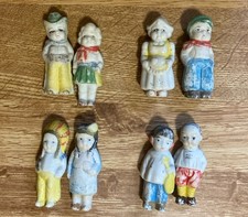 Early 1930s Vintage Japanese Bisque Porcelain Doll Figurines - Lot of 8 picture