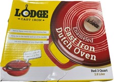 Lodge 3 Quart Red Enameled Cast Iron Dutch Oven - SEE NOTE picture