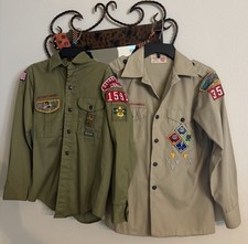 Vtg 1960s Boy Scouts Of America Lot Of 2 Shirts With Badges picture