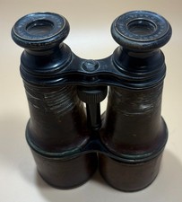 Antique Vintage Civil War Era Grammont (Paris) Leather Wrapped Brass Binoculars picture