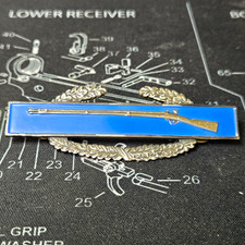 WWII US Army Sterling Silver Combat Infantryman Badge CIB Blue Enamel Vintage picture