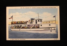 1949 LINEN POSTCARD *LAKESIDE III* SANDUSKY, KELLEYS ISLAND PUT-IN-BAY ROUTE picture