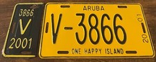 2001 Aruba Vintage License Plate V-3866 Yellow Tag picture