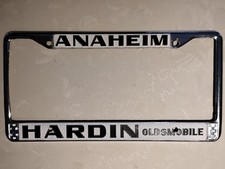 Hardin OLDSMOBILE LICENSE PLATE FRAME 1957-2004 Olds Cutlass Anaheim California picture