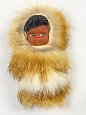 Cute Vintage Alaska Native Inuit Eskimo Doll Genuine Rabbit Fur Papoose picture
