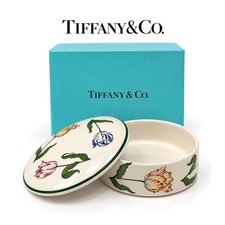 Tiffany & Co. Tiffany Tulips Round Trinket Box Vintage England in Original Box picture