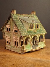 Antique AC Williams Cast Iron Colonial House Still Bank Porch Dormers c 1920 picture