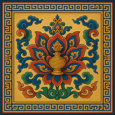 Tibetan Lotus Antique Mandala Art & Himalyan Beautiful Buddhist Digital painting picture