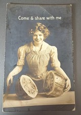 Postcard RPPC Come Share With Me Watermelon Woman 1914 Rochester Photo NY picture