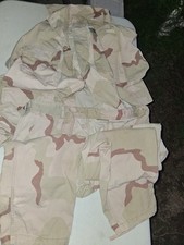 USGI Military 3-Color Desert Camo DCU BDU Set Jacket Med X-Long & Pants Lg Long picture