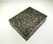 Antique 800 Silver Compact Vanity Case Engraved Floral Mirror 153.6g picture