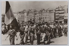 WWII FFI French Resistance Parade Marseille France RPPC Postcard picture