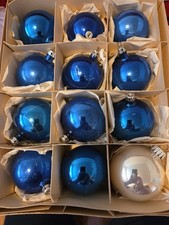 Lot Of 11 Vintage Blue Christmas Tree Ornaments Mercury Glass picture