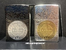 LOT 2-set Zippo Lighter  5-side Black and silver Constantine NEW IN DOUBLE BOX picture