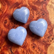 Blue Angelite Crystal Puffy Heart Carving Genuine Peru Mineral picture