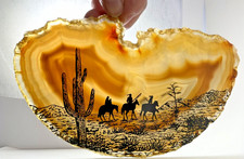 Hand Painted Agate Geode with Southwestern Desert Scene Approx 8.5