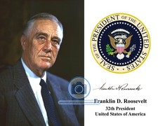 PRESIDENT FRANKLIN DELANORE ROOSEVELT PRESIDENTIAL SEAL AUTOGRAPHED 8X10 PHOTO picture