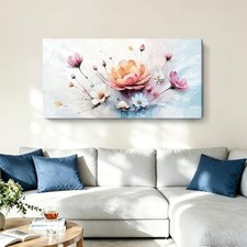 amatop Abstract Floral Wall Art Colorful Canvas For Living Room 48X24 In picture