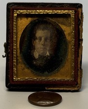Daguerreotype, Man / Woman? With Bowtie, Pearls On Ear? 1840's Rare 1/16th Plate picture