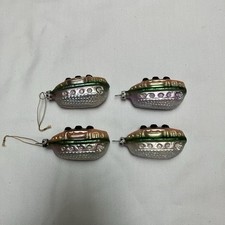 VTG Lot West German Cruise Ship Glass Christmas Ornaments (4) Pastel Glitter D picture