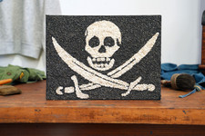 Antique Halloween Skull Parade Sign Vintage Pirate Ship 1960's Handmade Sword picture