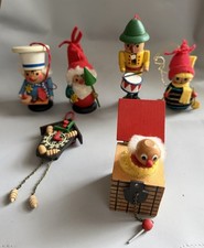 Lot of 6 Vintage Steinbach Christmas Ornaments 3”-5” Chef, Clock, Santa *READ* picture