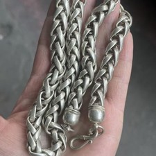 Vintage Miao Silver Handwoven Necklace Ethnic Folk Silver Jewelry picture