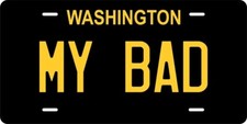 Washington Black Custom State License Plate Personalized 12