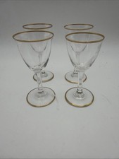 Baccarat Vienne Crystal Cordial Glasses Gold Trim Set of 4 Vintage France picture