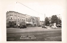 Street View Galesburg MI Michigan #2 RPPC Photo Postcard COPY picture