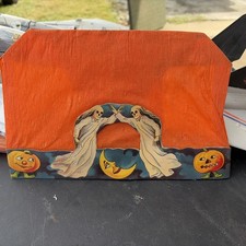RARE  RARE Antique Halloween Treat Satchel Hat w/ Ghost Décor Germany 1910-14 picture