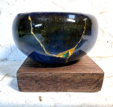 MINI Kintsugi Style Japanese Repair Technique, teal blue bowl, sea glass, VG picture