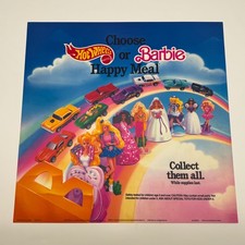 Vintage 1991 McDonalds Happy Meal Hot Wheels Barbie Transparency Sign 22x22 picture