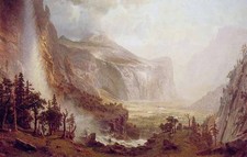 Art Oil painting nice landscape The Domes of the Yosemite with falls 24