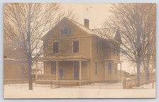 RPPC American Foursquare Home w/Palladian & Bay Window~Gable~Wrought-Iron Fence picture