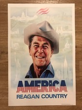 1980 Ronald Reagan America is Reagan Country Election Campaign Poster Sign picture