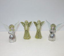 4 Vtg Hard Plastic Christmas Angel Ornament Feather Tree Topper Figure Bradford picture