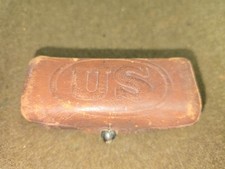 US Army Model M1896 Leather Cartridge Pouch with Wood Insert Dated 1908. picture