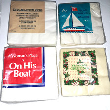 VTG NEW Cocktail Napkins Sealed Packs Lot Of 4 Holiday/Boating/Alcohol Made USA picture