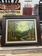 Vintage B.M. Troke Signed Original Oil Painting Mountain Landscape Framed 16x20 picture