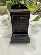 Antique C.F. Rice Advertising Tin Wall Match Holder picture