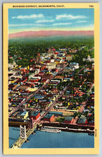 Business District Sacramento California CA Aerial View Unused Linen  Postcard picture