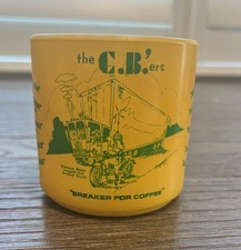 Vintage C.B.'ers Trucker Mug Cup CB Radio Language Fenton Glass Rare Yellow USA picture