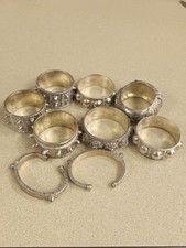 Vintage Caprice by A+M Sterling Silver .925 Napkin Rings & Cuff Bangles Set (9) picture