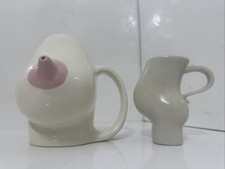 Vintage 1980s Barbara Dale Butt Mug Breast Creamer Set Recycled Paper Products picture