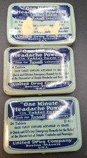 Vintage Rexall Headache Powder Tins Set 3 United Drug Co Pharmacy Advertising picture