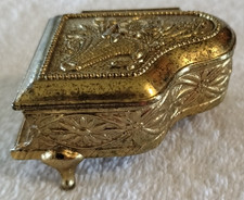 Vintage Miniature Grand Piano Hinged Trinket Box Red Lined Inside Small 1