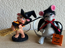 Annalee Halloween Mouse Plush 4.5” Figures Witch & Dracula Set 2015 With Tags picture